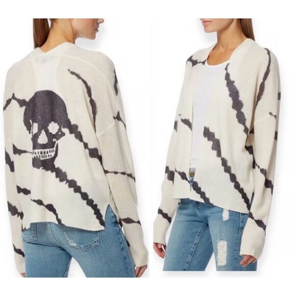 360 Cashmere Alexina Cashmere Skull Cardigan Sweater, $360 Sm F38 - Picture 1 of 8